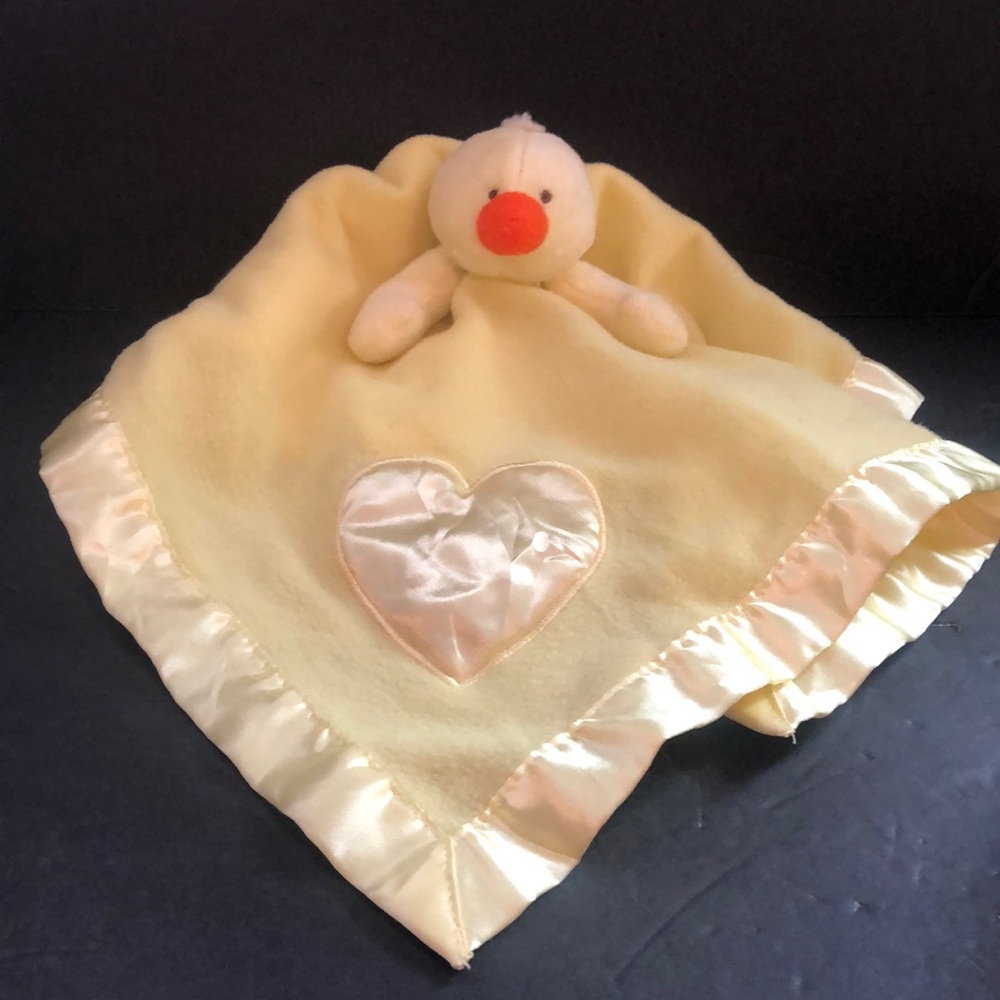 Musical Yellow ducky satin lovey baby blanket